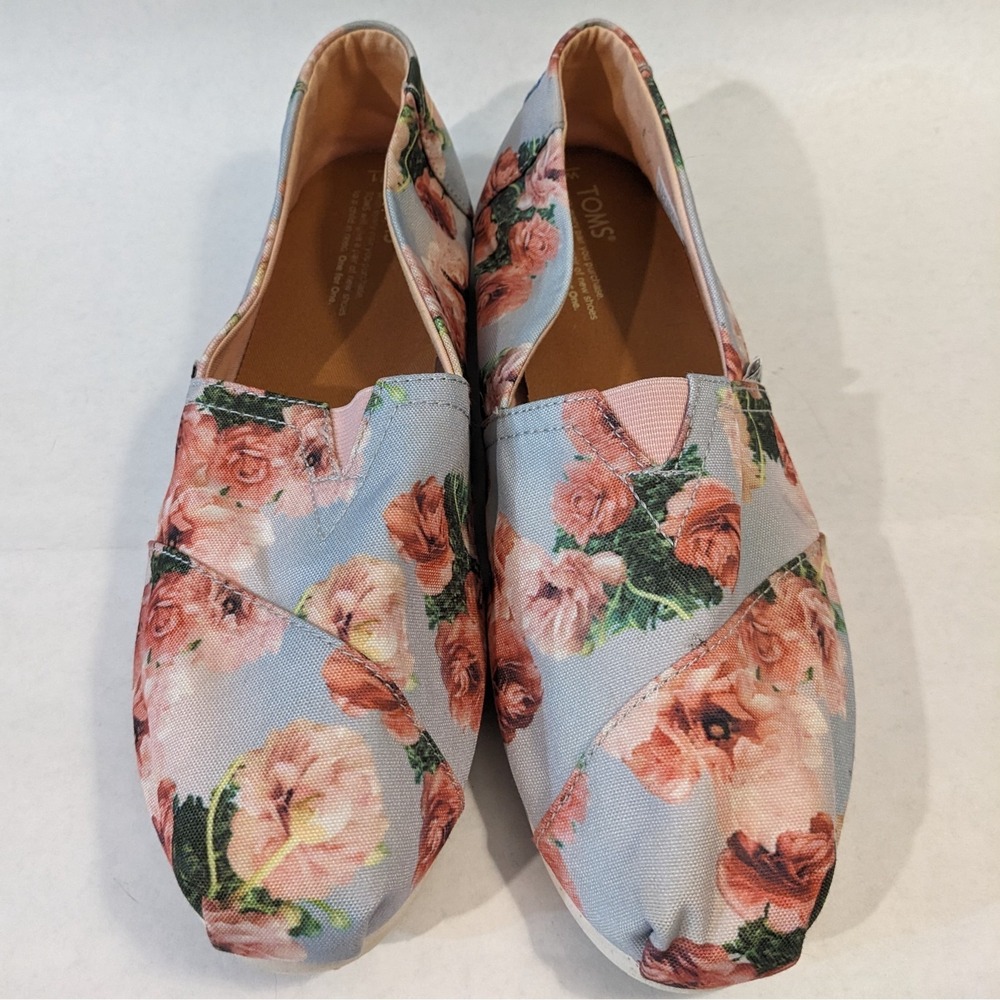 TOMS Alpargata Floral Slip-On Shoes Women's Size 11 Comfort Flowers Cottagecore